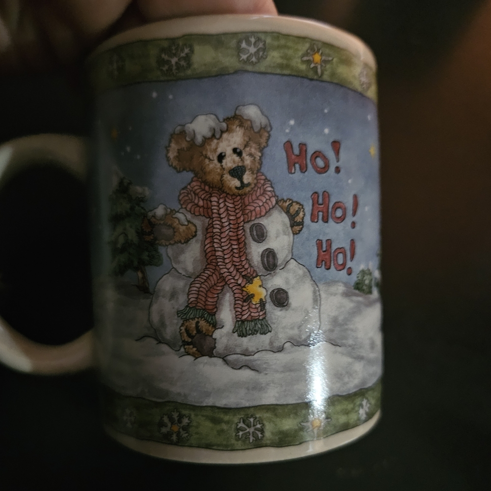 Boyds Bears Festive Mug with Green and Brown Accents